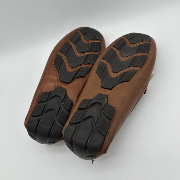 Joseph Abboud Mens Brown Leather Loafers Size 9 Brass Bit Detail & Rubber Soles - Picture 5 of 9